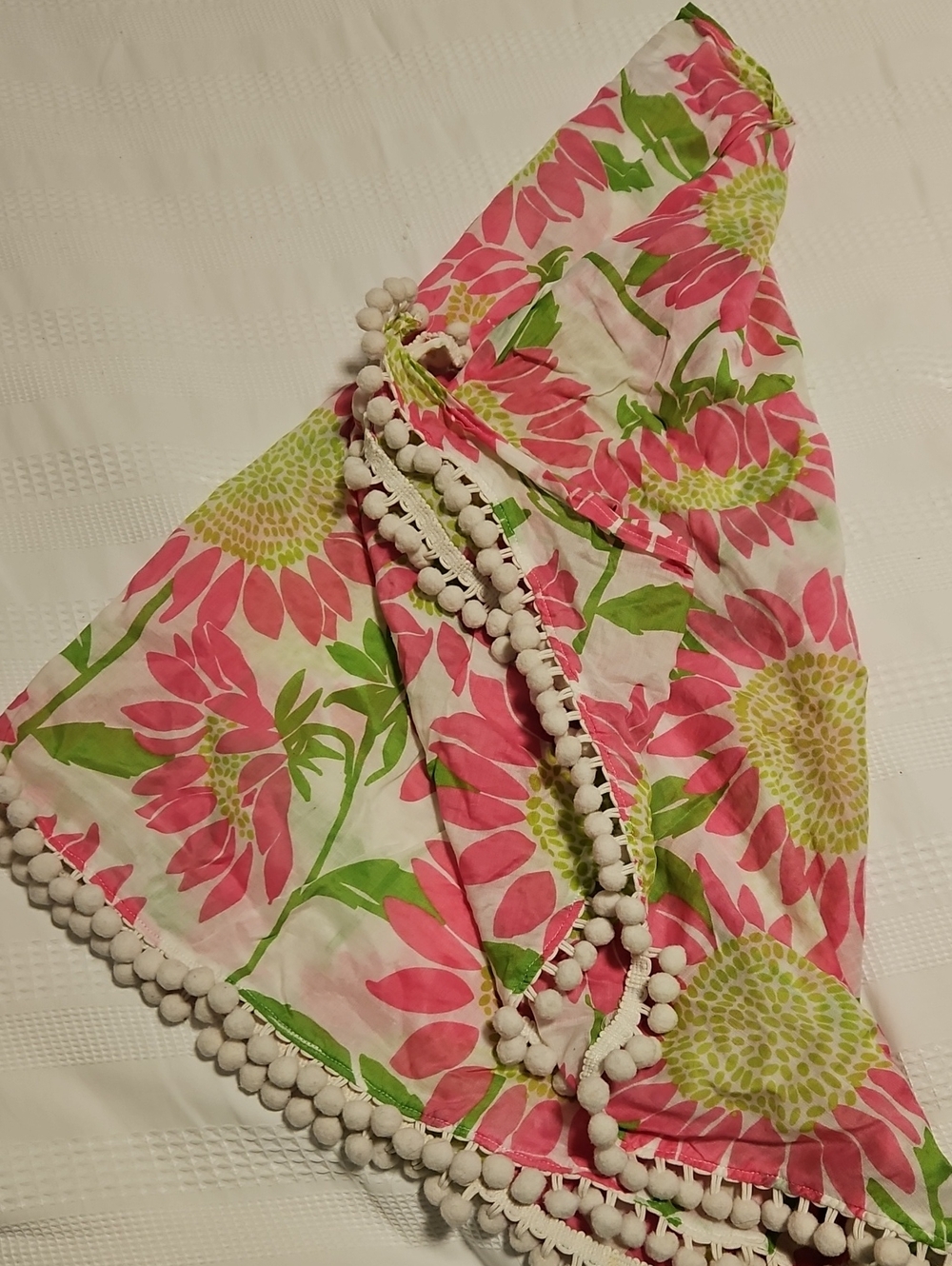 Lilly Pulitzer Floral Pom-Pom Trim Neck Scarf
